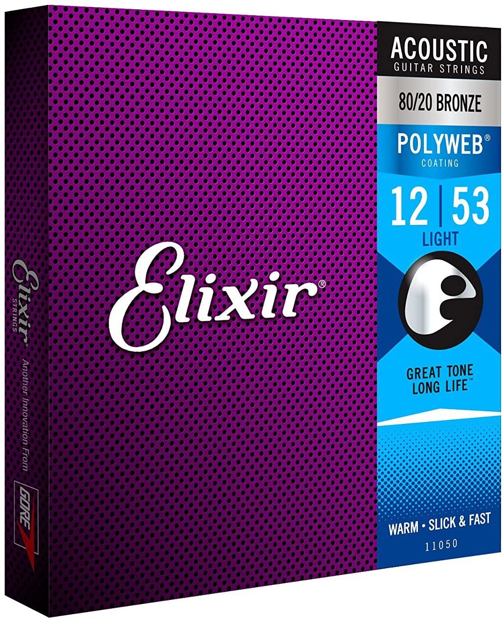 Elixir Strings 11050 Polyweb 80/20 Bronze Acoustic Guitar Strings - .012-.053 Light