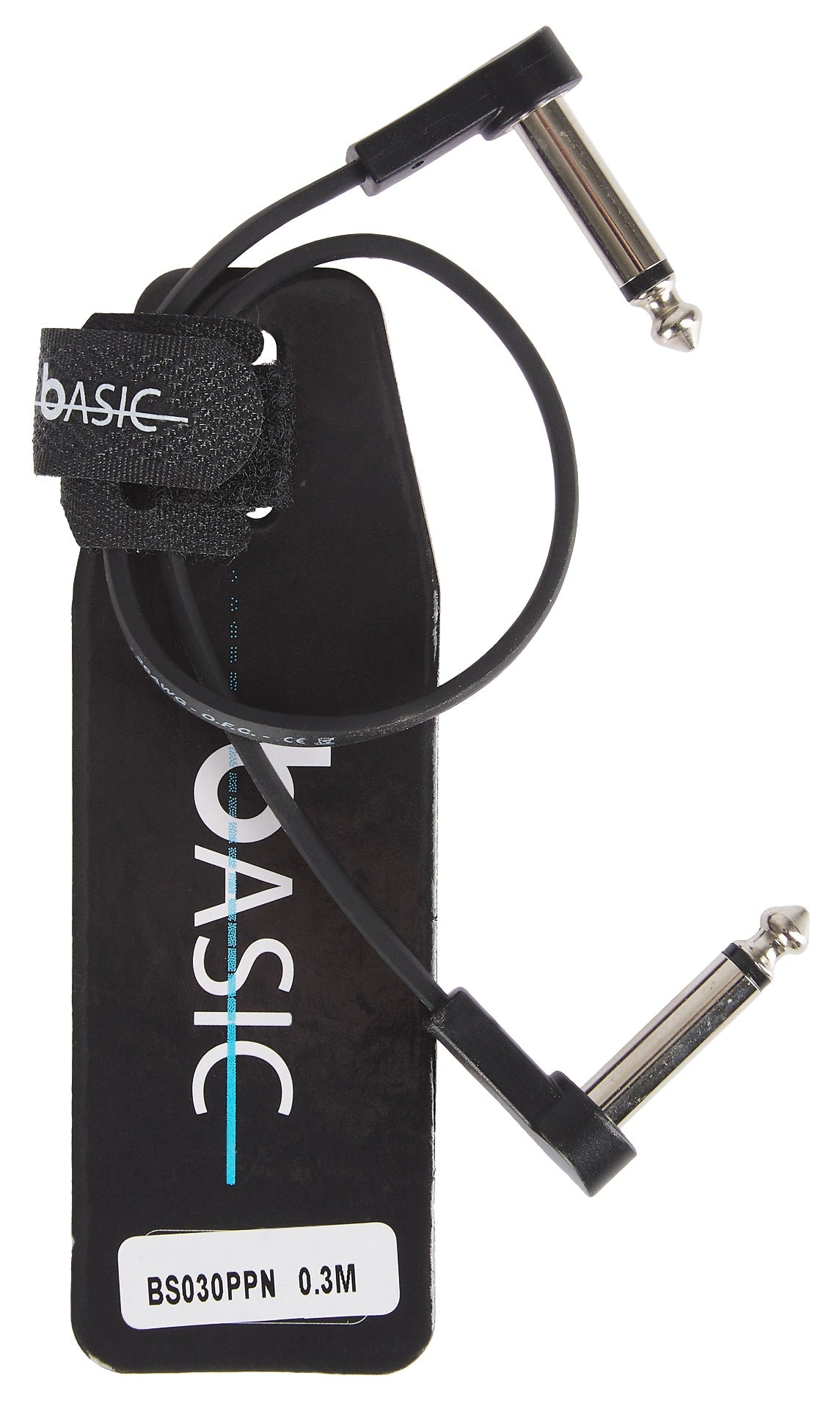 bespeco Basic Series, BS030PPN, Flat Patch Cable, Shielded, 30cm, Right angle to Right Angle, Black