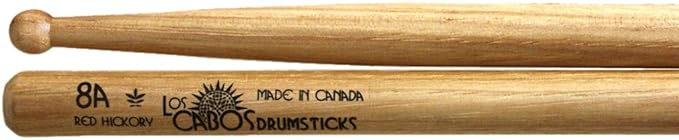 Los Cabos 8A, LCD8ARH, Red Hickory Drum Sticks - Made in Canada