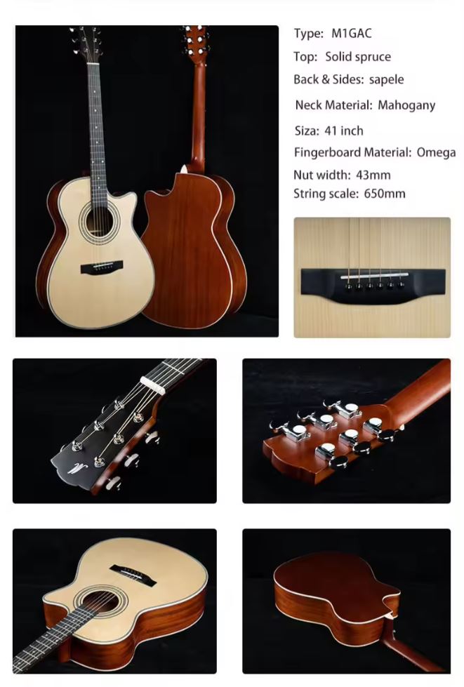 Merida Extrema M1CS Acoustic Guitar, Concert, Solid Spruce Top, Mahogany Body, 21 Fret, Gig bag included