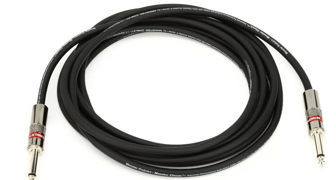 Monster® 600494-00, Prolink Classic, 0.25in D, 12 ft., Instrument Cable, Straight to Straight Angle