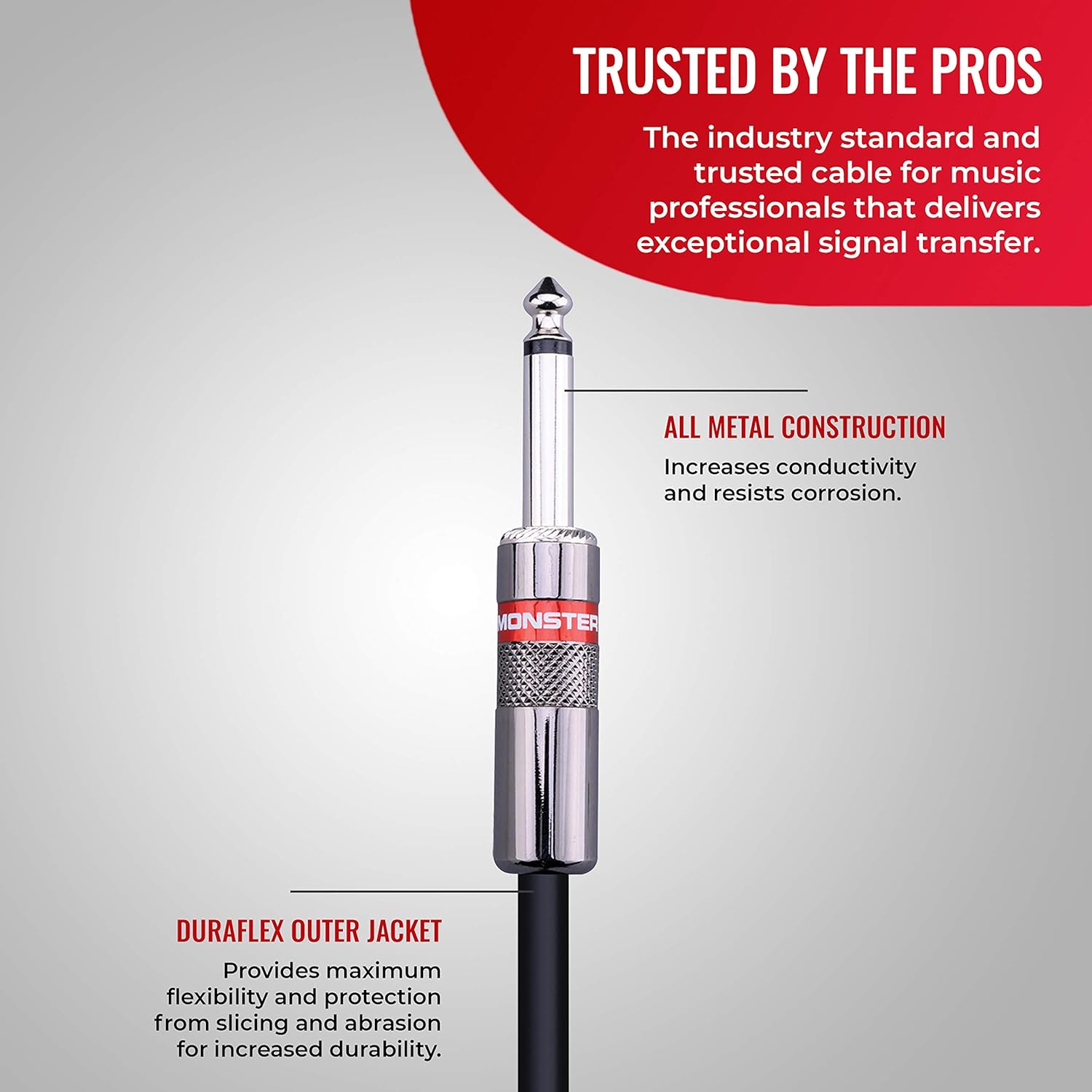 Monster® Prolink Classic 600505-00, Speaker Cable, 25 Feet, Black, Straight to Straight q.4" Plug