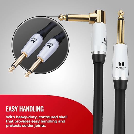 Monster® Prolink Studio Pro 2000 , 600533-00, Instrument Cable. 12 Feet, Right Angle to Straight