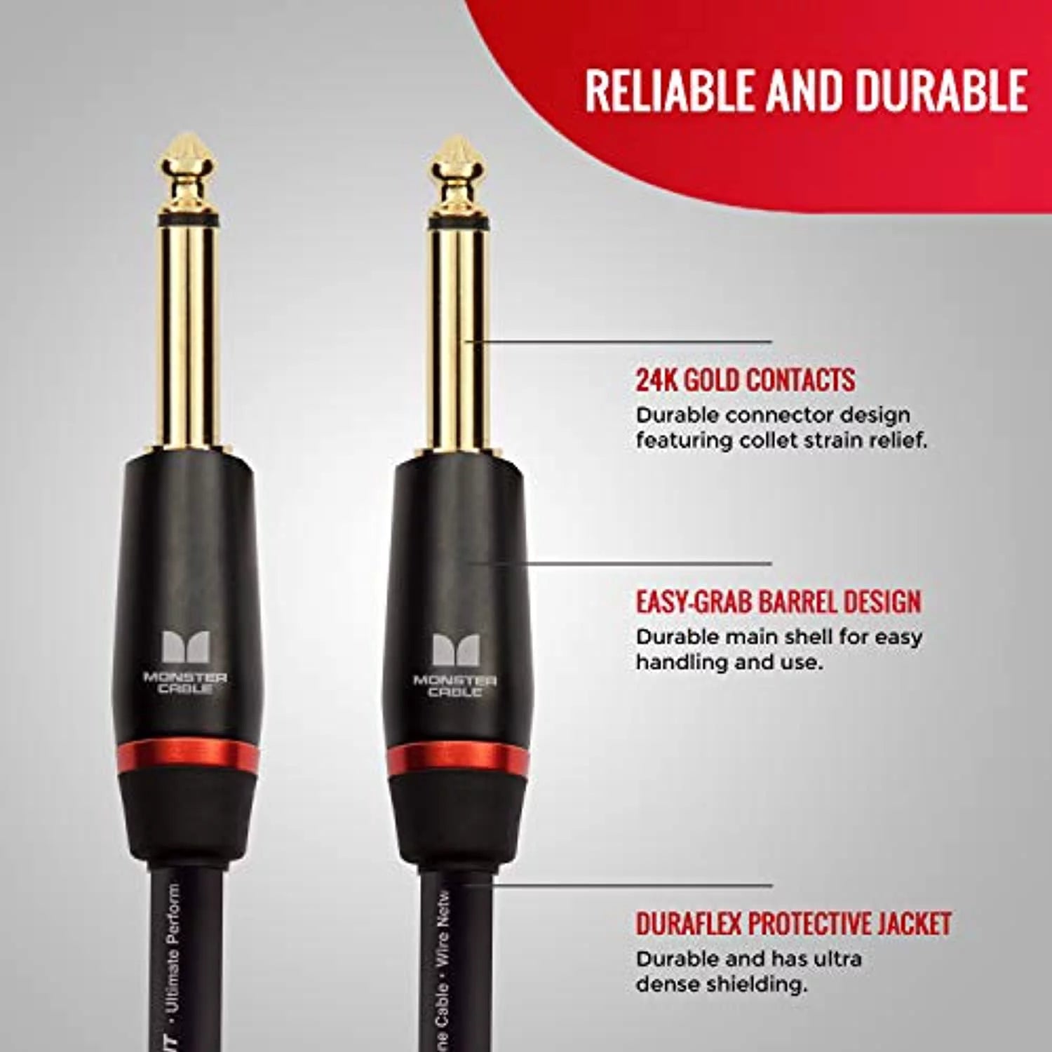 Monster® Prolink Monster Bass®, 600548-00, Instrument Cable - Straight to Straight, 12 Feet 1/4" PLug