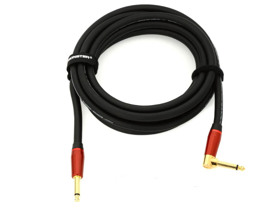 Monster® Prolink Acoustic 600557-00, Instrument Cable, Right Angle to Straight, 12ft, Black