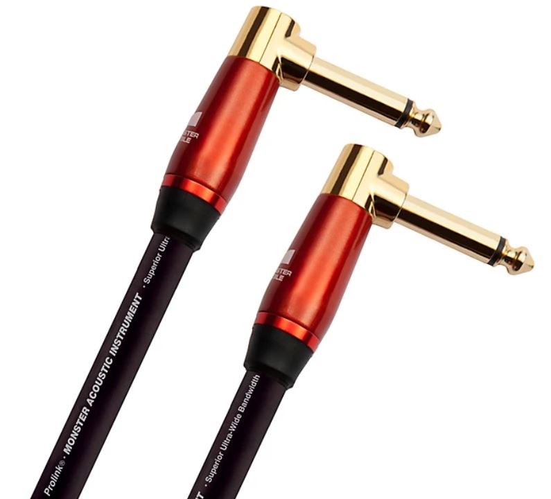 Monster® Prolink Acoustic 600557-00, Instrument Cable, Right Angle to Straight, 12ft, Black