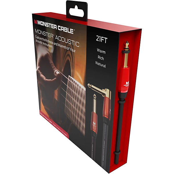 Monster® Prolink Acoustic 600559-00, Instrument Cable, Right Angle to Straight, 21ft, Black