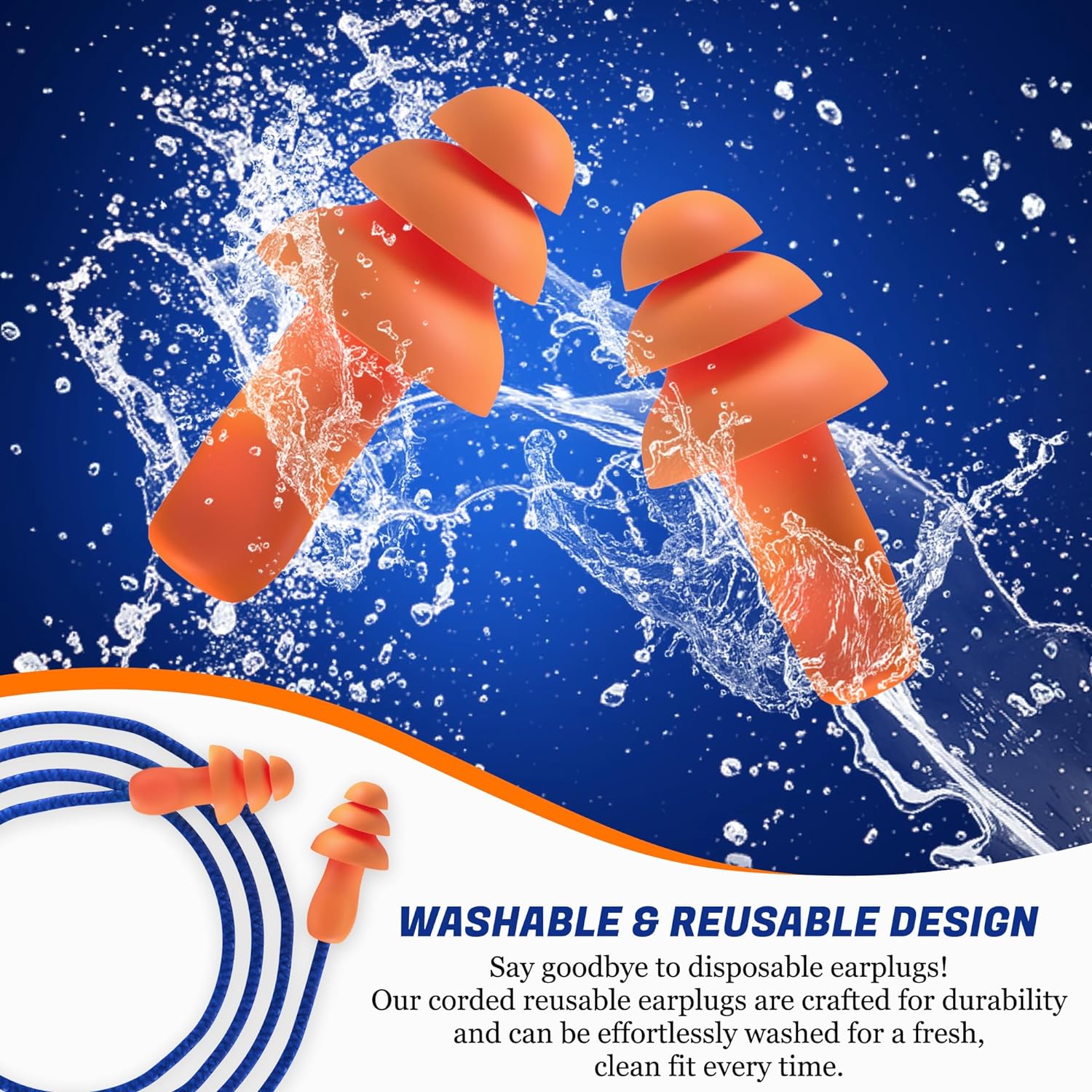 Quality Plugs by Rips, Reusable Earplugs, 25dB Removable Cord, made of Silicone. Great for gigs. Sold as a pair