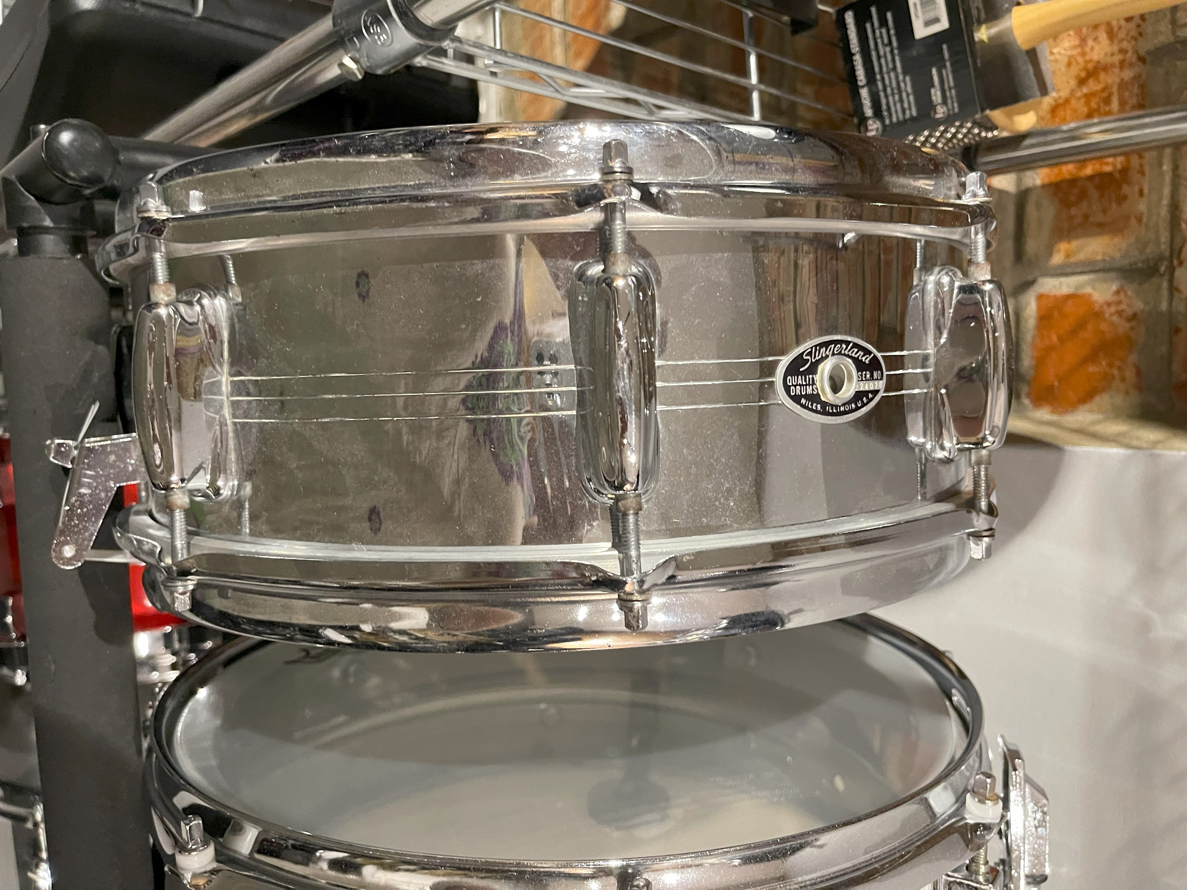 Slingerland Aluminum Acoustic Snare, 5"x14", Circa 1970s, 8 lugs, Used good condition