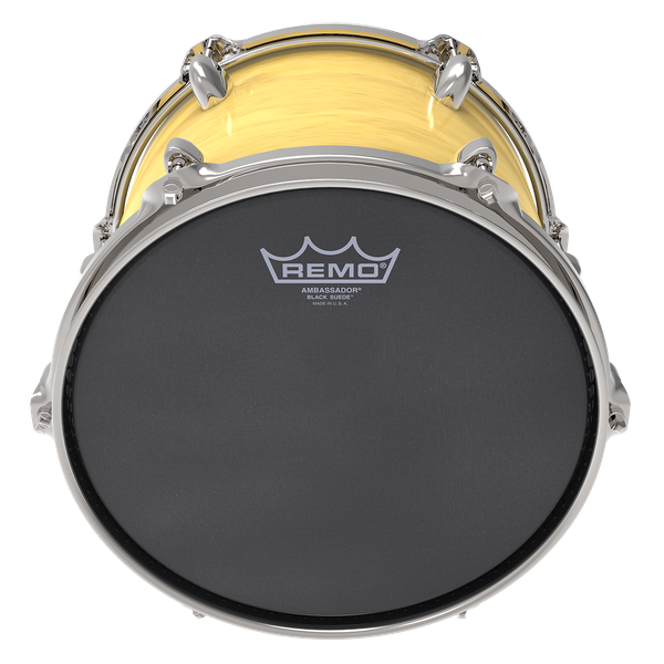 Remo BA-0816-ES, Batter, Ambassador Black Suede Drum Head -16 Inch