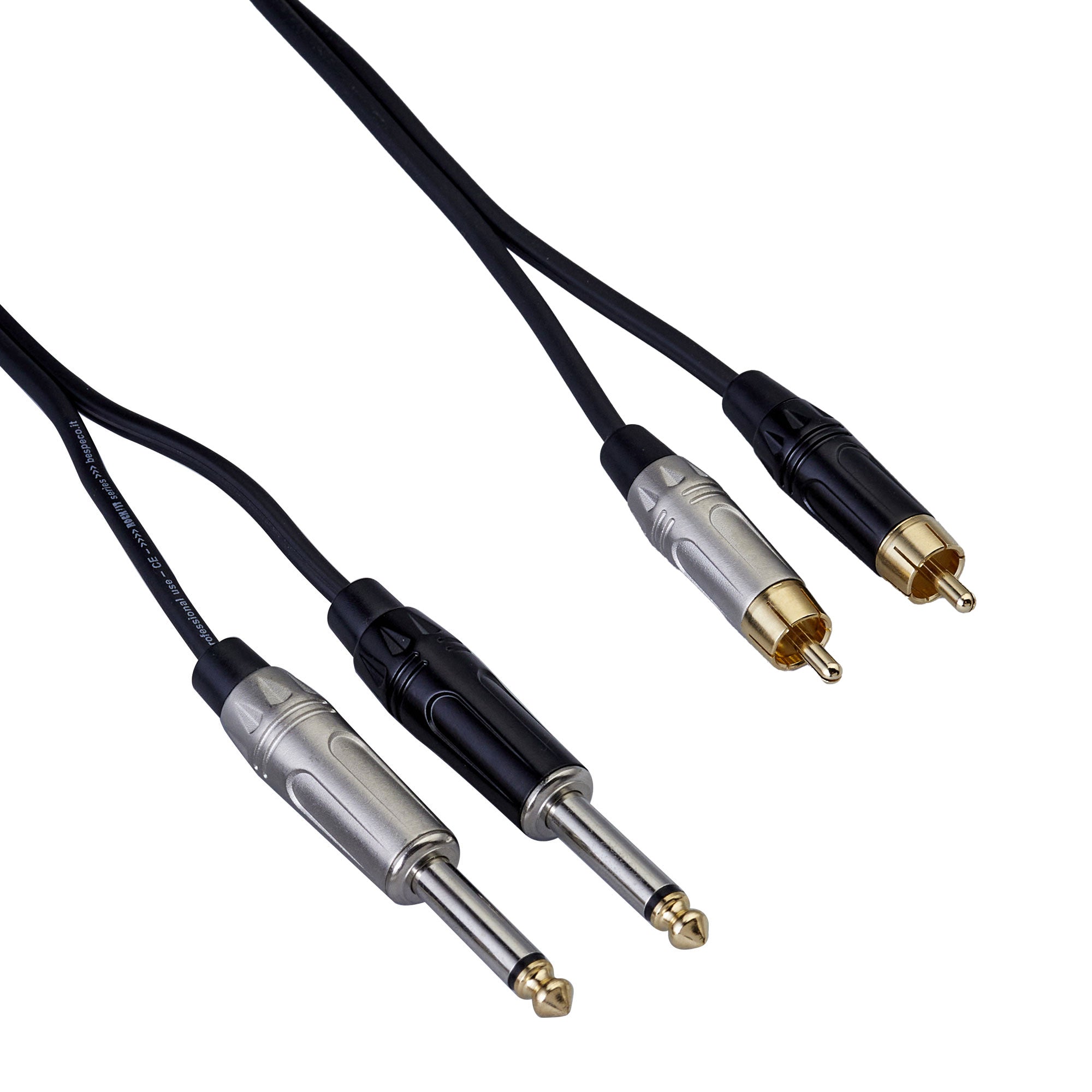 bespeco Rock-IT Series, RKY2JR300 Interlink Cable, 2xRCA-2xJack Mono, 3m/9.84 ft. Black