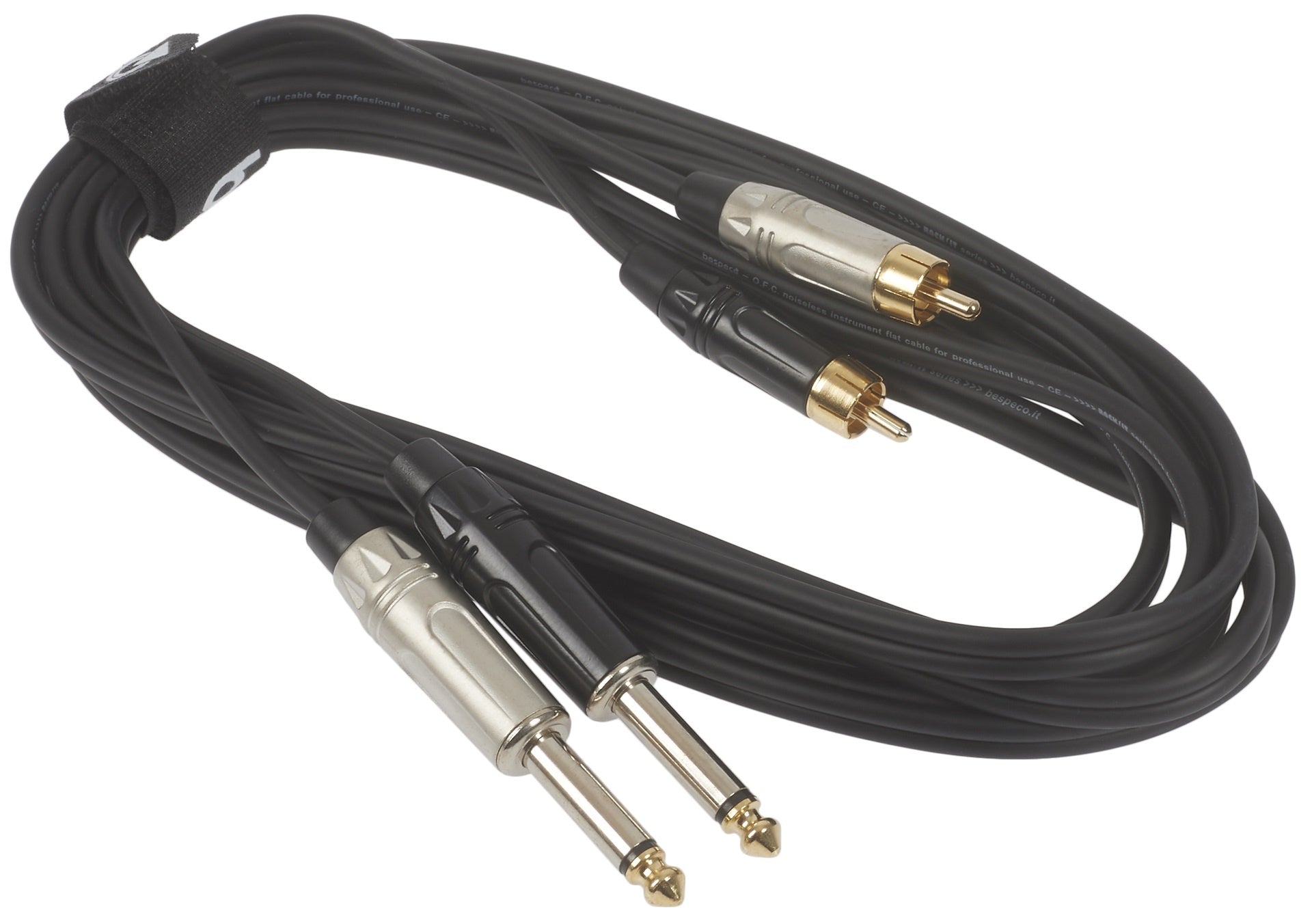 bespeco Rock-IT Series, RKY2JR300 Interlink Cable, 2xRCA-2xJack Mono, 3m/9.84 ft. Black