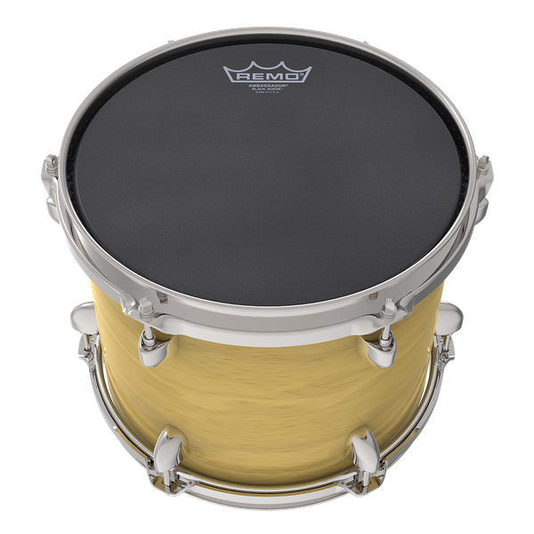 Remo BA-0812-ES, Batter, Ambassador Black Suede Drum Head -12 Inch
