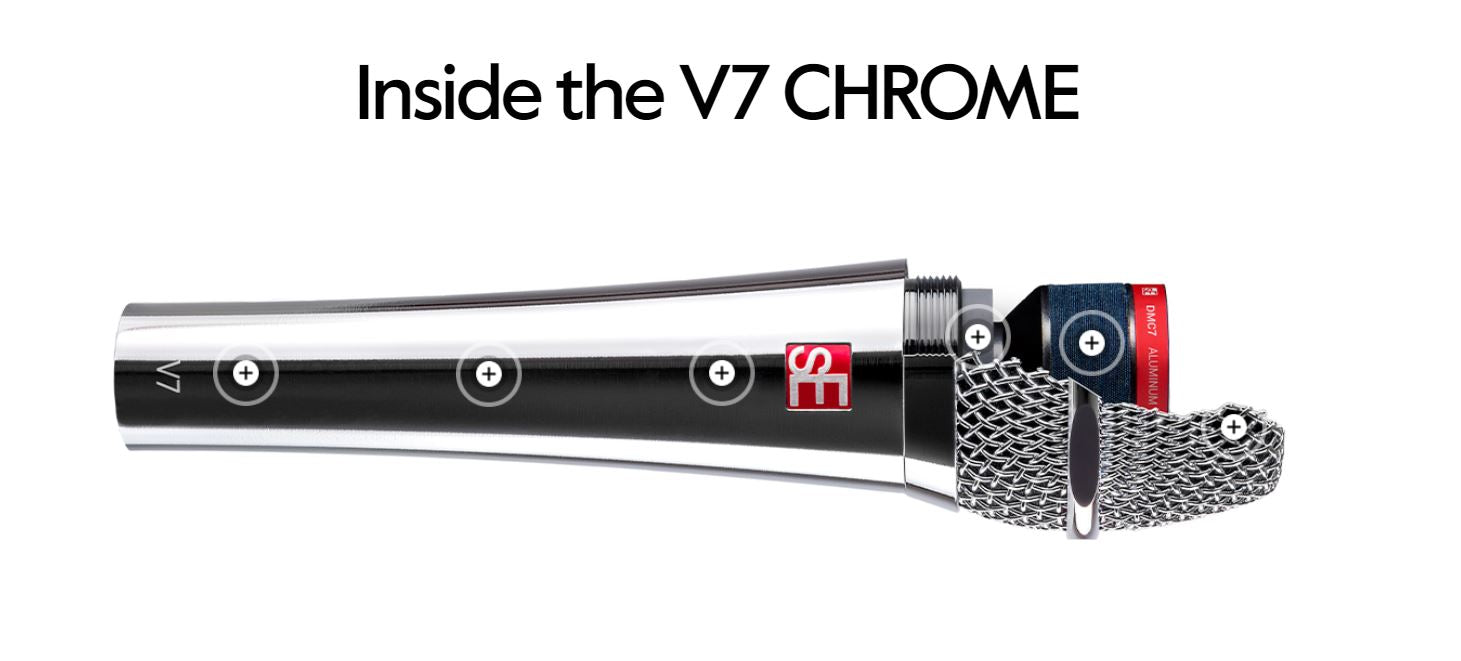 sE Electronics V7 Super Cardioid Dynamic, Handheld Vocal Microphone, Chrome