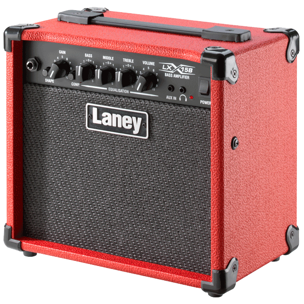 Laney LX15B-Red, Guitar Bass Combo AMP, 15 Watts, 2x5" Drivers, Compressor, Headphone and Aux In.