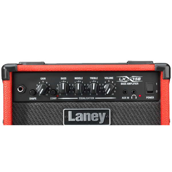 Laney LX15B-Red, Guitar Bass Combo AMP, 15 Watts, 2x5" Drivers, Compressor, Headphone and Aux In.