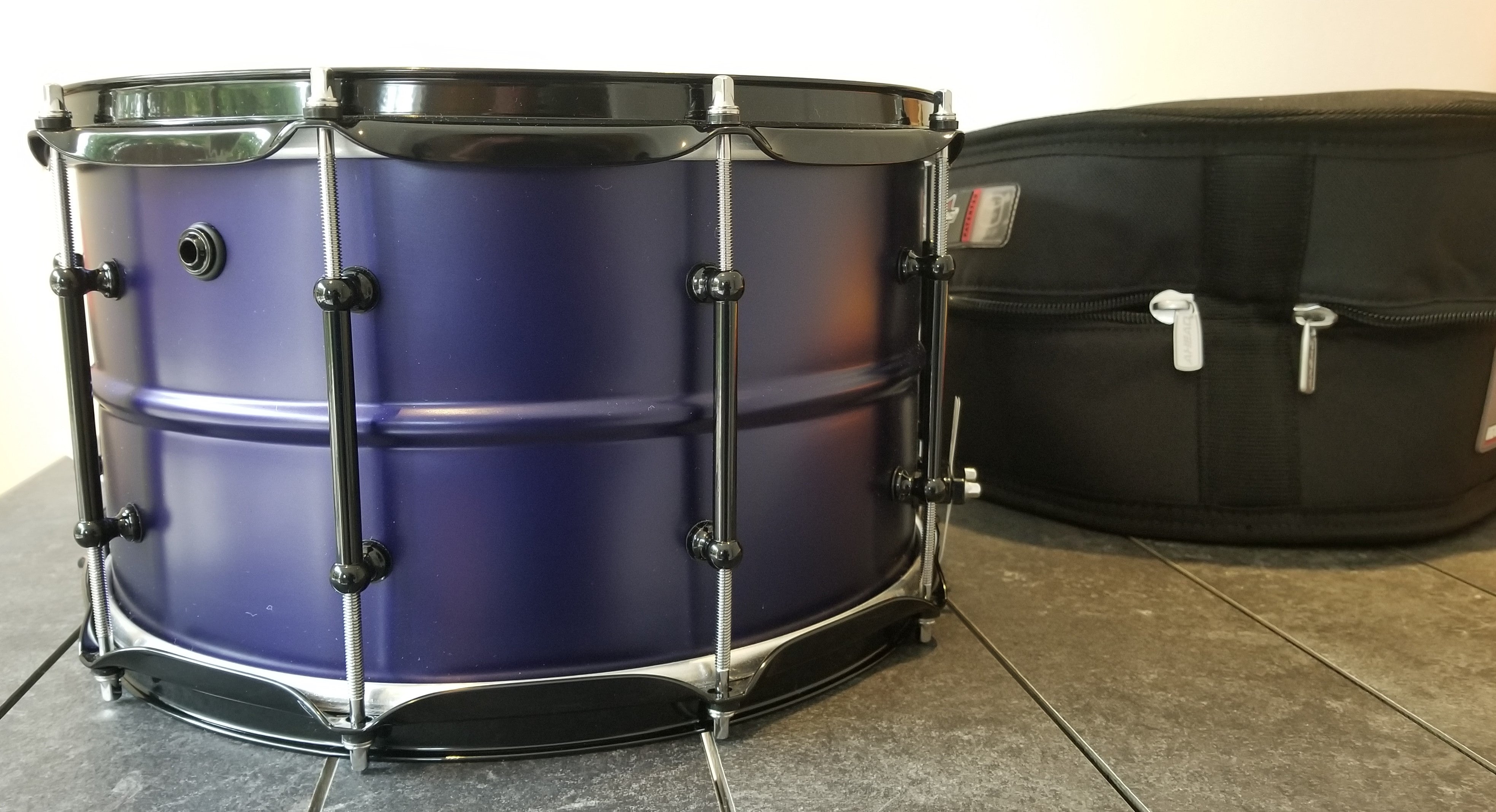 Pork Pie Snare 8"x14", USA Custom Series, Aluminum Brass, Purple Finish w/Bag
