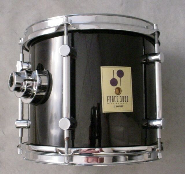 Sonor Tom Drum Birch wood, Vintage - Force 3000 Series, Black Lacquer w/Gator Hard Shell Case