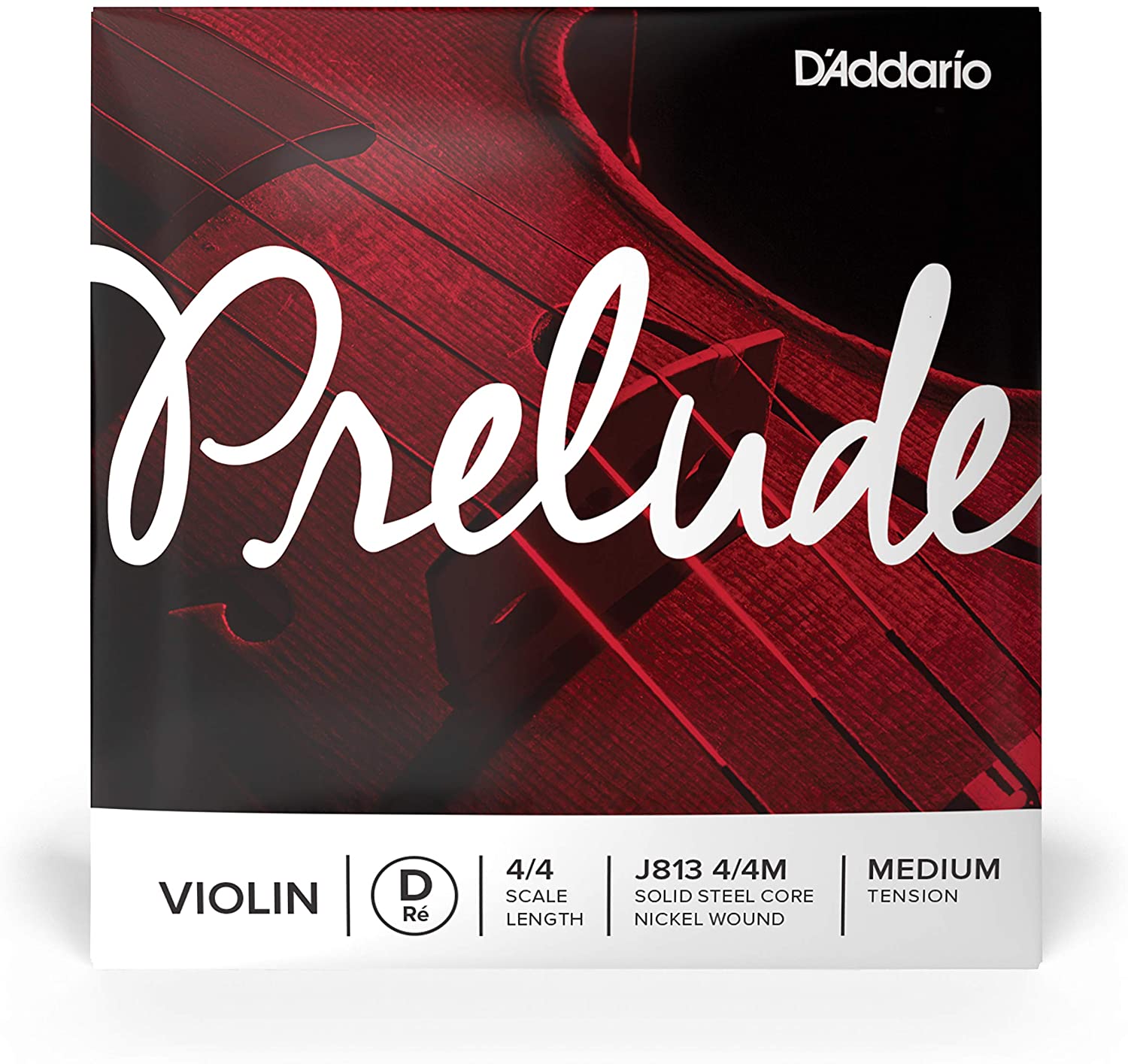 D’Addario Prelude Violin Strings - J813 4/4M - D, 4/4 Scale, Medium Tension - Single String
