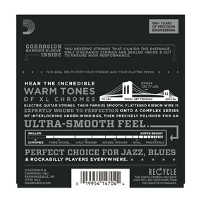 D'Addario ECG24, Chromes Flat Wound, Electric Guitar String, Jazz Light, 11-50