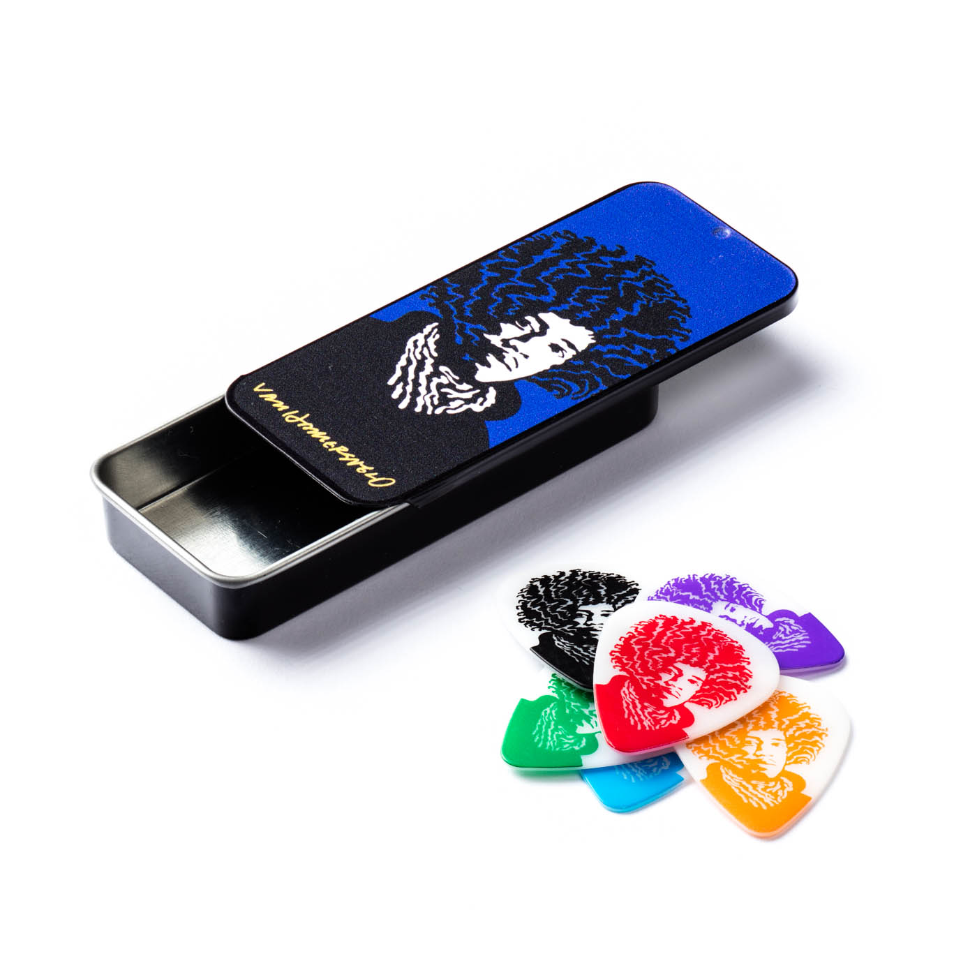 Dunlop Artist Jimi Hendrix Pick Tin, with 6 Medium Gauge Picks
