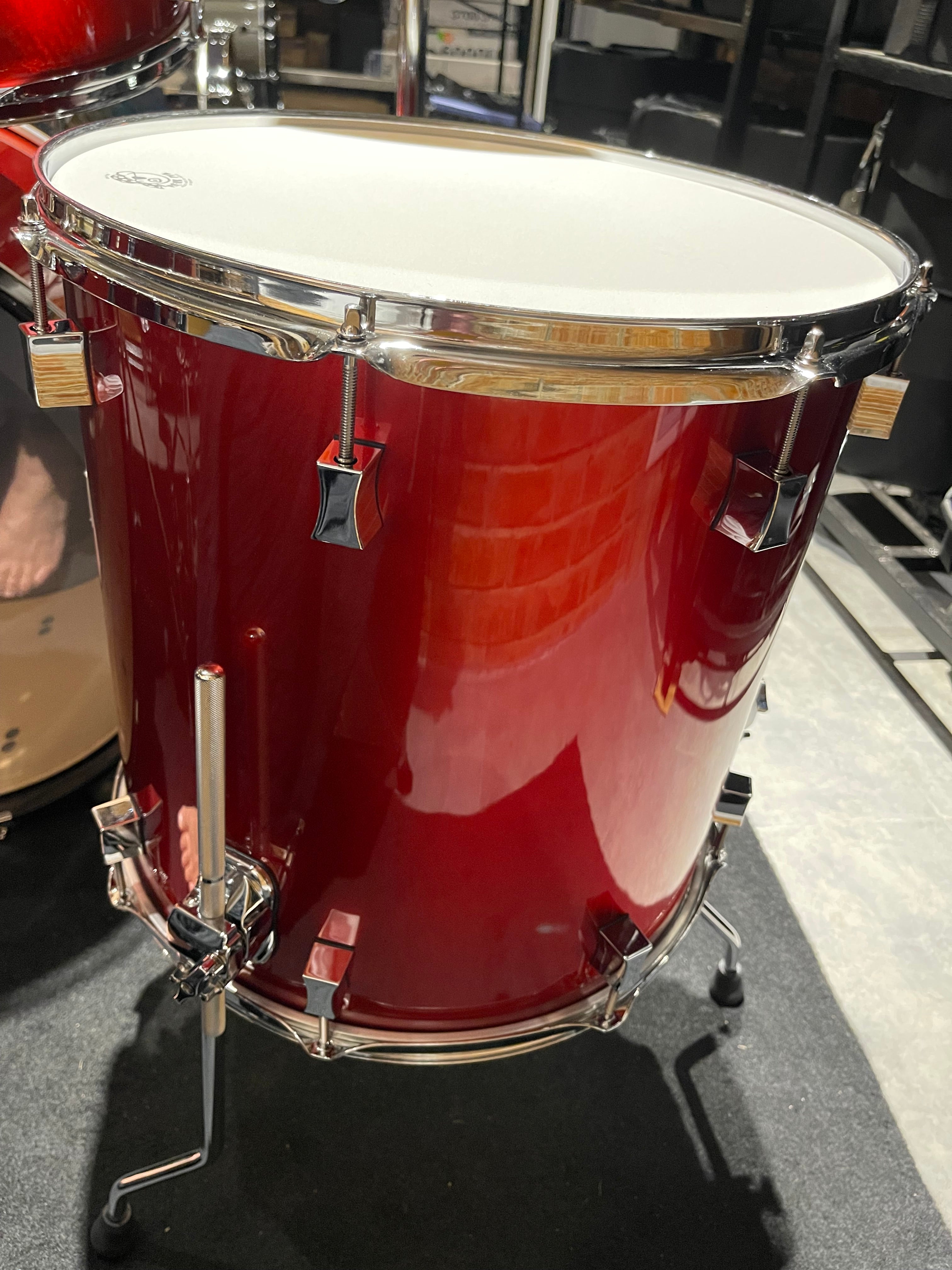 Pork Pie Drum Kit Little Squealer,Fire Red, 6 pieces 50/50 Mahogany/Birch Wood, w/Cases