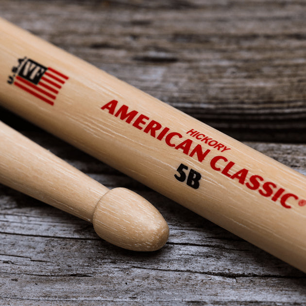 Vic Firth American Classic® 5B Drum Sticks, Hickory, Wood Tip