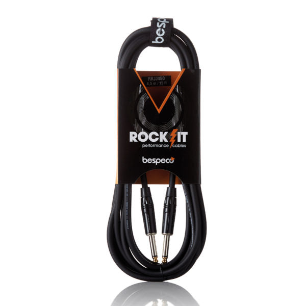 Bespeco Rock-IT, RKJJ450, Instrument shielded, w/2 mono jacks, Black,15 ft. or 4.5m