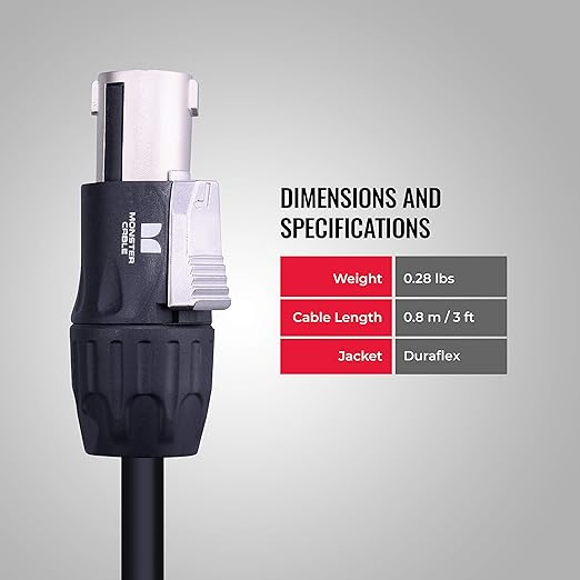 Monster® Prolink Studio Pro 2000, 600507-00, Speaker Cable with Speak-On Connectors, 3 Feet