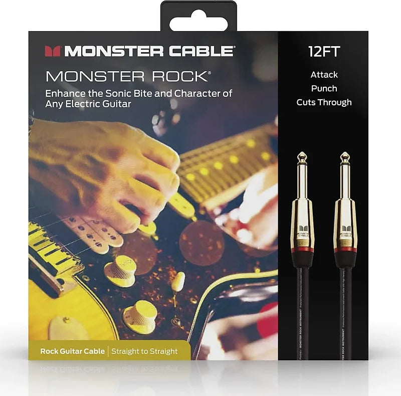 Monster® Prolink Rock, 600540-00, Instrument Cable - Straight to Straight Angle . 12 Feet