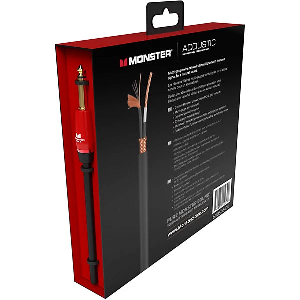 Monster® Prolink Acoustic 600559-00, Instrument Cable, Right Angle to Straight, 21ft, Black