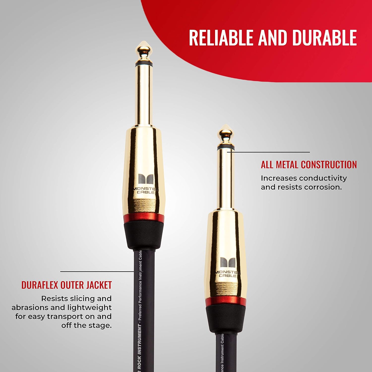 Monster® Prolink Rock 600542-00,Instrument Cable, Straight-to-Straight, 21ft., Black