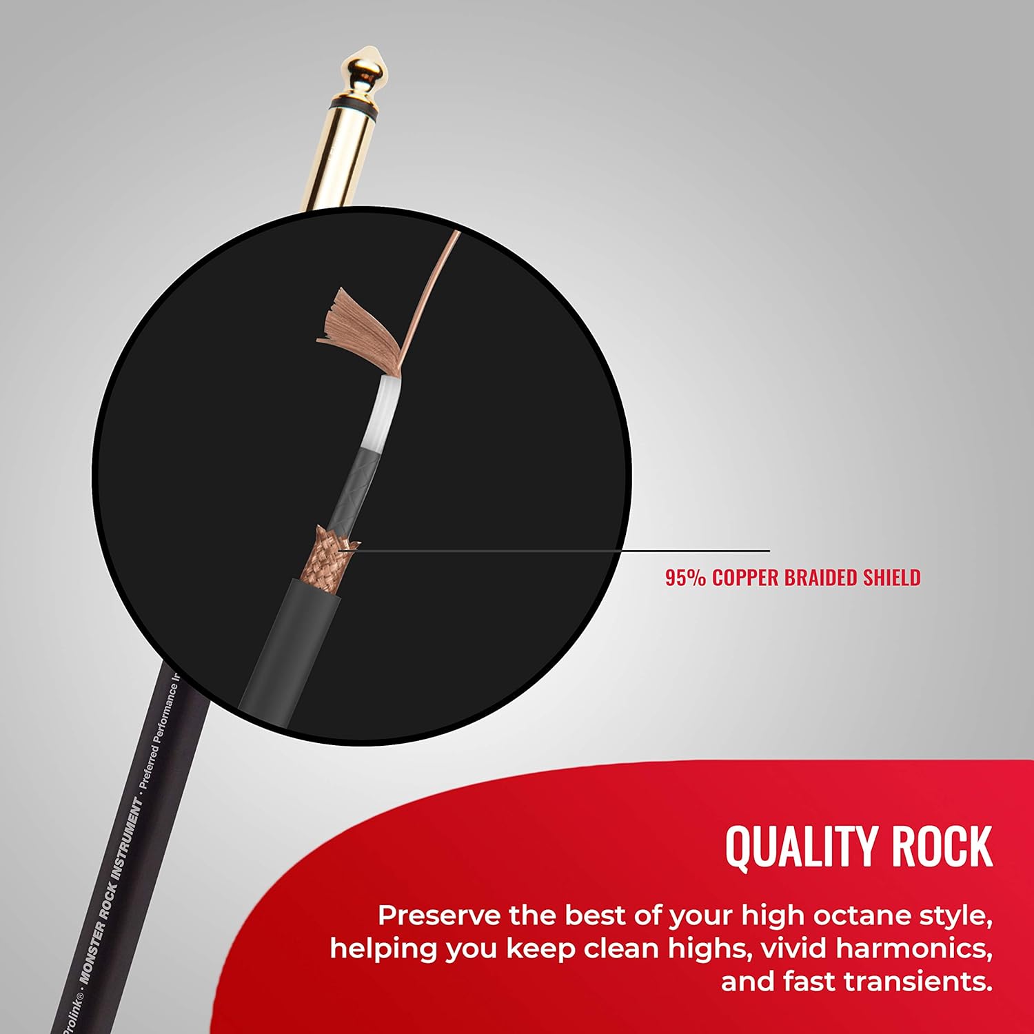 Monster® Prolink Rock 600542-00,Instrument Cable, Straight-to-Straight, 21ft., Black