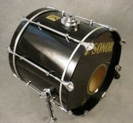 Sonor 24" Phonic Kick Bass Drum, Vintage 1980s, Made in Germany. Beechwood, Black