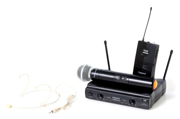 bespeco GM905HPR, VHF Wireless Microphone, Handheld w/headset, Dynamic Range 90dB