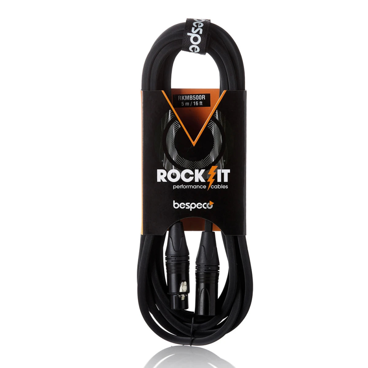 Bespeco Rock-IT, RKJJ450R, Instrument Cable, 4.5m 15ft, Striped Cable, Black
