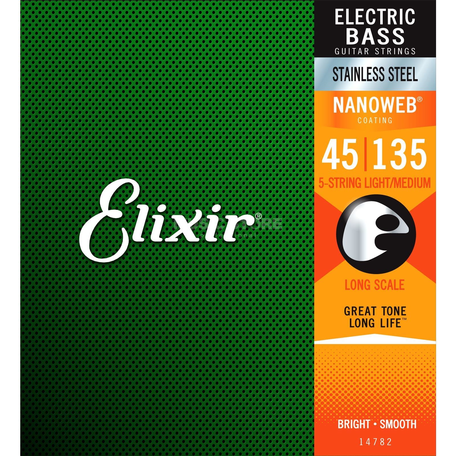 ELIXIR 14782, Bass, Stainless Steel w/ Nanoweb, 4-String Light/Medium, Long Scale (.045-.135)