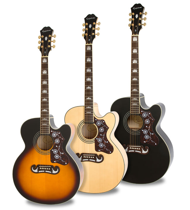 Epiphone EJ -200SCE-Super Jumbo Cutaway A/E Guitar-Black