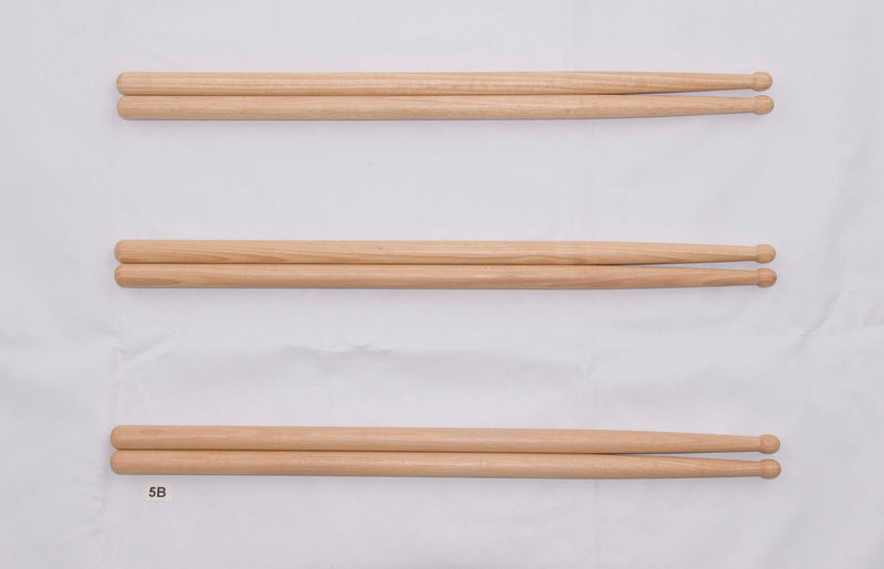 Unbranded Drum Sticks, 5B  Hickory - Wood Tip - Tear Drop Shape