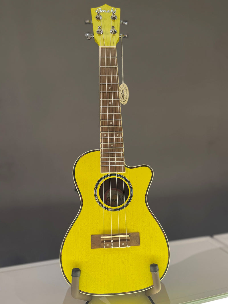 Amahi UK 205EQ, Yellow Mahogany Ukulele - Concert Size with Gig Bag
