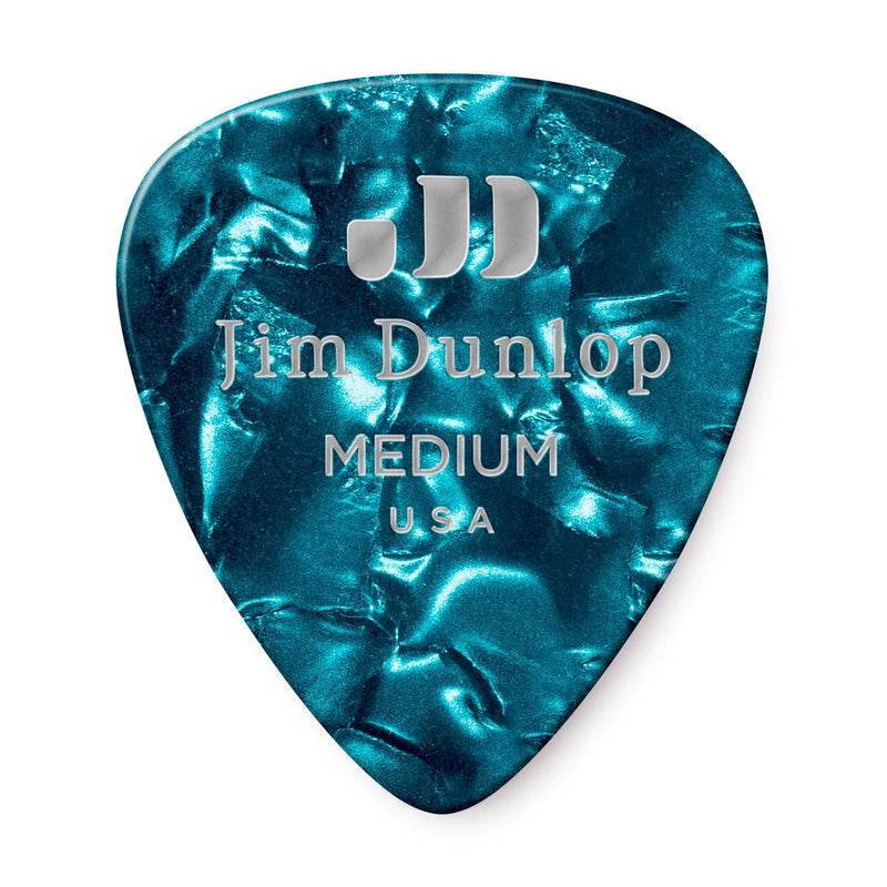 Dunlop 483-12M Celluloid, Green Pearloid Pick,  Medium