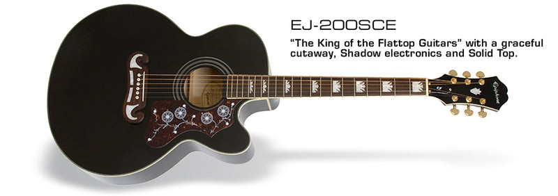 Epiphone EJ -200SCE-Super Jumbo Cutaway A/E Guitar-Black