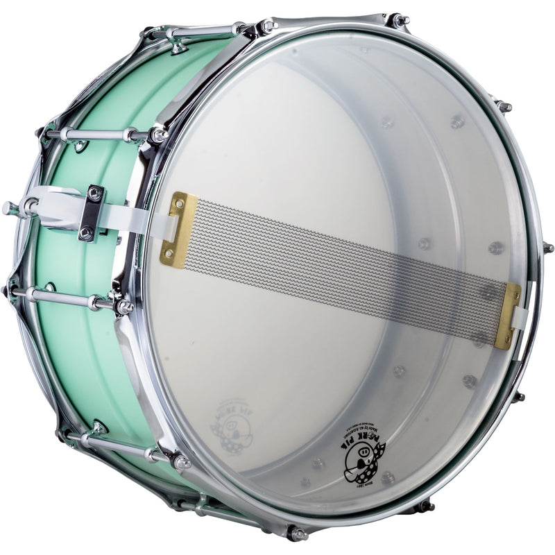Pork Pie Percussion 6.5" x 14" Aluminum Snare Drum, Sea Foam Green