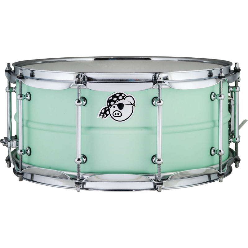 Pork Pie Percussion 6.5" x 14" Aluminum Snare Drum, Sea Foam Green