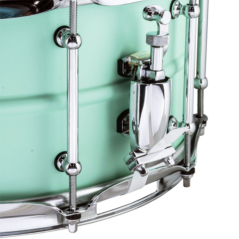 Pork Pie Percussion 6.5" x 14" Aluminum Snare Drum, Sea Foam Green