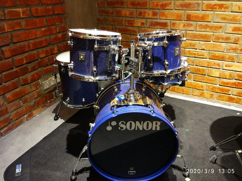 Sonor Drum Kit, Vintage 1980s, S Class Blue Series. Made in Germany. Mint Condition