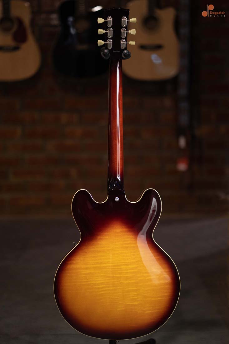 (Sold Out)Tokai UES-198 Electric Guitar. Semi-Hollow, Tea Burst (TB), MIJ, with Hard Shell Case