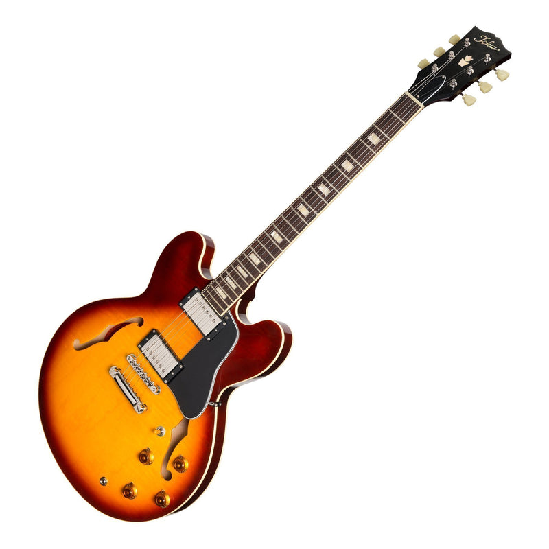 (Sold Out)Tokai UES-198 Electric Guitar. Semi-Hollow, Tea Burst (TB), MIJ, with Hard Shell Case
