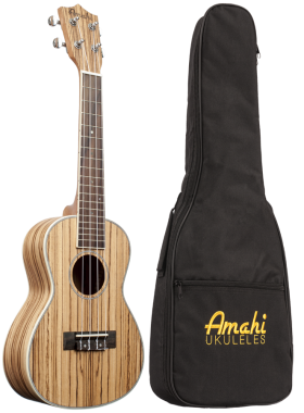Amahi UK330C Zebrawood Ukulele, Classic Series -  Concert with Gig Bag