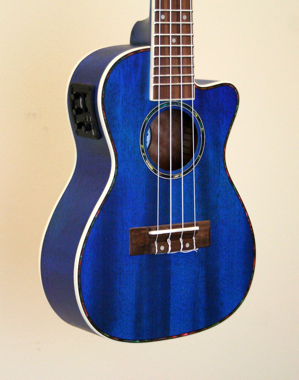 Amahi UK 205EQ, Dark Blue Mahogany Ukulele - Concert Size with Gig Bag